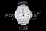 Patek Philippe Nautilus 5726 Complicated SS GRF 1:1 Best Edition Black White Dial on Black Leather Strap A324 Super Clone Watch