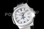 Patek Philippe Nautilus 5726 Complicated SS GRF 1:1 Best Edition Black White Dial on Black Leather Strap A324 Super Clone Watch - Image 2