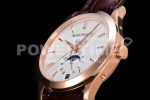 Patek Philippe PP0409D – Annual Cal. Moonphase 5396 RG/LE Wht/Stk GRF MY9015 Super Clone Watch - Image 6