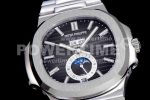 Patek Philippe Nautilus 5726 Complicated SS GRF 1:1 Best Edition Black Textured Dial on SS Bracelet A324 Super Clone Watch V3 - Image 5