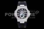 Patek Philippe Nautilus 5726 Complicated SS GRF 1:1 Best Edition Black Textured Dial on Black Rubber Strap A324 Super Clone Watch