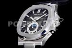 Patek Philippe Nautilus 5726 Complicated SS GRF 1:1 Best Edition Black Textured Dial on Black Rubber Strap A324 Super Clone Watch - Image 6