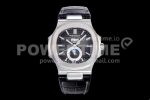 Patek Philippe Nautilus 5726 Complicated SS GRF 1:1 Best Edition Black White Dial on Black Leather Strap A324 Super Clone Watch