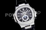 Patek Philippe Nautilus 5726 Complicated SS GRF 1:1 Best Edition Black White Dial on Black Leather Strap A324 Super Clone Watch - Image 2