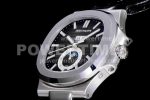 Patek Philippe Nautilus 5726 Complicated SS GRF 1:1 Best Edition Black White Dial on Black Leather Strap A324 Super Clone Watch - Image 6