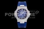 Patek Philippe Nautilus 5726 Complicated SS GRF 1:1 Best Edition Blue Textured Dial on Blue Rubber Strap A324 Super Clone Watch