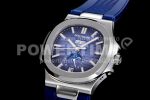 Patek Philippe Nautilus 5726 Complicated SS GRF 1:1 Best Edition Blue Textured Dial on Blue Rubber Strap A324 Super Clone Watch - Image 3