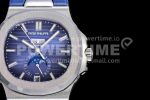Patek Philippe Nautilus 5726 Complicated SS GRF 1:1 Best Edition Blue Textured Dial on Blue Rubber Strap A324 Super Clone Watch - Image 4