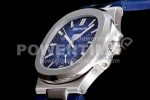 Patek Philippe Nautilus 5726 Complicated SS GRF 1:1 Best Edition Blue Textured Dial on Blue Rubber Strap A324 Super Clone Watch - Image 6