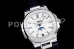 Patek Philippe Nautilus 5726 Complicated SS GRF 1:1 Best Edition White Textured Dial on Black Rubber Strap A324 Super Clone Watch - Image 2