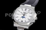 Patek Philippe Nautilus 5726 Complicated SS GRF 1:1 Best Edition White Textured Dial on Black Rubber Strap A324 Super Clone Watch - Image 3