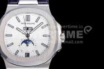 Patek Philippe Nautilus 5726 Complicated SS GRF 1:1 Best Edition White Textured Dial on Black Rubber Strap A324 Super Clone Watch - Image 4
