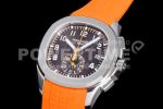 Patek Philippe Aquanaut 5968 SS OMF Best Edition Gray Dial on Orange Rubber Strap A520 Super Clone Watch - Image 3