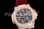 Patek Philippe Nautilus 5712 SS/RG PF Best Edition Gray Dial on Brown Croco Strap A23J Super Clone Watch - Image 2