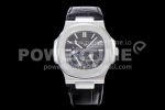 Patek Philippe Nautilus 5712 SS PF Best Edition Gray Dial on Black Leather Strap A23J Super Clone Watch