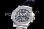 Patek Philippe Nautilus 5712 SS PF Best Edition Gray Dial on Black Leather Strap A23J Super Clone Watch - Image 3