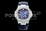 Patek Philippe Nautilus 5712 SS PF Best Edition Blue Dial on Blue Leather Strap A23J Super Clone Watch