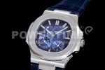 Patek Philippe Nautilus 5712 SS PF Best Edition Blue Dial on Blue Leather Strap A23J Super Clone Watch - Image 3