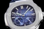 Patek Philippe Nautilus 5712 SS PF Best Edition Blue Dial on Blue Leather Strap A23J Super Clone Watch - Image 5