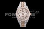 Rolex DateJust 41mm Jumbo SS/RG TWF Roman Scale Full Paved Diamonds Dial and Jubilee Bracelet Super Clone Watch