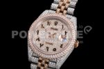 Rolex DateJust 41mm Jumbo SS/RG TWF Roman Scale Full Paved Diamonds Dial and Jubilee Bracelet Super Clone Watch - Image 3