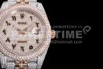 Rolex DateJust 41mm Jumbo SS/RG TWF Roman Scale Full Paved Diamonds Dial and Jubilee Bracelet Super Clone Watch - Image 4