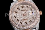 Rolex DateJust 41mm Jumbo SS/RG TWF Roman Scale Full Paved Diamonds Dial and Jubilee Bracelet Super Clone Watch - Image 5