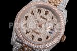 Rolex DateJust 41mm Jumbo SS/RG TWF Roman Scale Full Paved Diamonds Dial and Jubilee Bracelet Super Clone Watch - Image 6