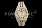 Rolex DateJust 41mm Jumbo SS/YG TWF Roman Scale Full Paved Diamonds Dial and Jubilee Bracelet Super Clone Watch