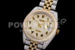 Rolex DateJust 41mm Jumbo SS/YG TWF Roman Scale Full Paved Diamonds Dial and Jubilee Bracelet Super Clone Watch - Image 3