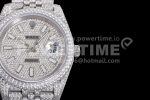 Rolex DateJust 41mm Jumbo SS TWF Full Paved Diamonds Dial and Jubilee Bracelet Super Clone Watch - Image 4