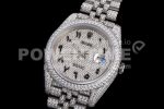 Rolex DateJust 41mm Jumbo SS TWF Roman Scale Full Paved Diamonds Dial and Jubilee Bracelet Super Clone Watch - Image 3