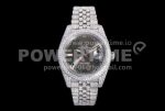 Rolex DateJust 41mm White Diamond Bezel SS TWF Best Edition Gray Dial Green Roman Markers SS Jubilee Bracelet Super Clone Watch