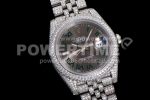 Rolex DateJust 41mm White Diamond Bezel SS TWF Best Edition Gray Dial Green Roman Markers SS Jubilee Bracelet Super Clone Watch - Image 2