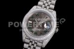 Rolex DateJust 41mm White Diamond Bezel SS TWF Best Edition Gray Dial Green Roman Markers SS Jubilee Bracelet Super Clone Watch - Image 3