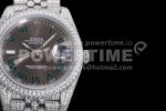 Rolex DateJust 41mm White Diamond Bezel SS TWF Best Edition Gray Dial Green Roman Markers SS Jubilee Bracelet Super Clone Watch - Image 4