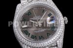 Rolex DateJust 41mm White Diamond Bezel SS TWF Best Edition Gray Dial Green Roman Markers SS Jubilee Bracelet Super Clone Watch - Image 5