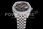 Rolex DateJust 41mm White Diamond Bezel SS TWF Best Edition Gray Dial Green Roman Markers SS Jubilee Bracelet Super Clone Watch - Image 9