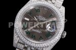 Rolex DateJust 41mm White Diamond Bezel SS TWF Best Edition Gray Dial Green Roman Markers SS Jubilee Bracelet Super Clone Watch - Image 6