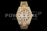 Rolex DateJust 41mm Jumbo YG TWF Roman Scale Full Paved Diamonds Dial and Bracelet Super Clone Watch