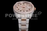 Rolex DateJust 41mm Jumbo SS/RG TWF Roman Scale Full Paved Diamonds Dial and Bracelet Super Clone Watch - Image 7