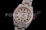 Rolex DateJust 41mm Jumbo SS/RG TWF Roman Scale Full Paved Diamonds Dial and Bracelet Super Clone Watch - Image 4
