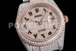 Rolex DateJust 41mm Jumbo SS/RG TWF Roman Scale Full Paved Diamonds Dial and Bracelet Super Clone Watch - Image 6