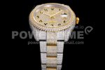 Rolex DateJust 41mm Jumbo SS/YG TWF Roman Scale Full Paved Diamonds Dial and Bracelet Super Clone Watch - Image 8