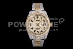 Rolex DateJust 41mm Jumbo SS/YG TWF Roman Scale Full Paved Diamonds Dial and Bracelet Super Clone Watch