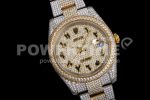 Rolex DateJust 41mm Jumbo SS/YG TWF Roman Scale Full Paved Diamonds Dial and Bracelet Super Clone Watch - Image 3