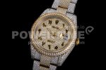 Rolex DateJust 41mm Jumbo SS/YG TWF Roman Scale Full Paved Diamonds Dial and Bracelet Super Clone Watch - Image 4
