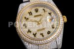 Rolex DateJust 41mm Jumbo SS/YG TWF Roman Scale Full Paved Diamonds Dial and Bracelet Super Clone Watch - Image 6
