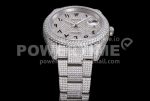 Rolex DateJust 41mm Jumbo SS TWF Roman Scale Full Paved Diamonds Dial and Bracelet Super Clone Watch - Image 8