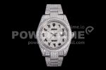 Rolex DateJust 41mm Jumbo SS TWF Roman Scale Full Paved Diamonds Dial and Bracelet Super Clone Watch